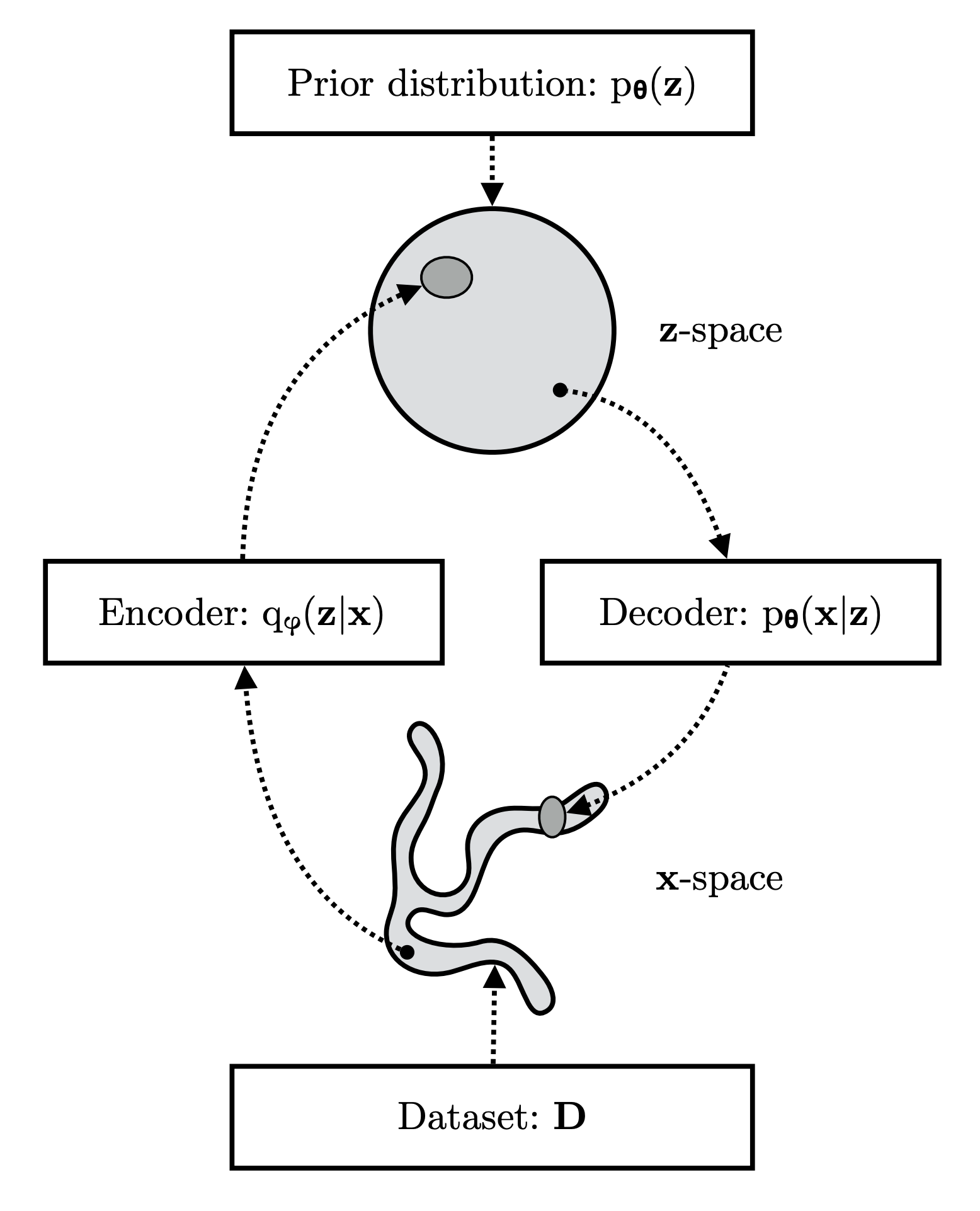 Encoder and decoder view of a latent variable model